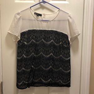 Size 8 INC black and white top
